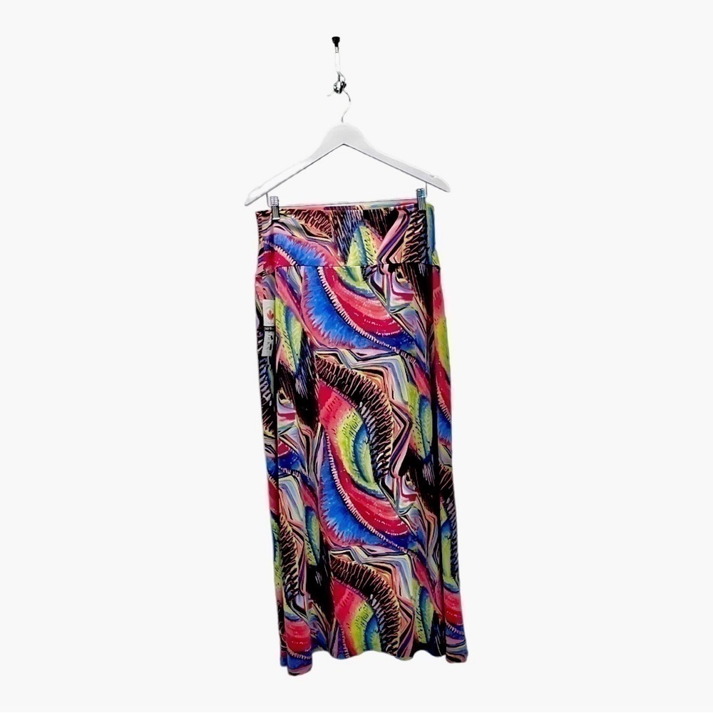 Soft Works Montreal Maxi Skirt Women’s Large Abstract Artsy Print Stretch NWT